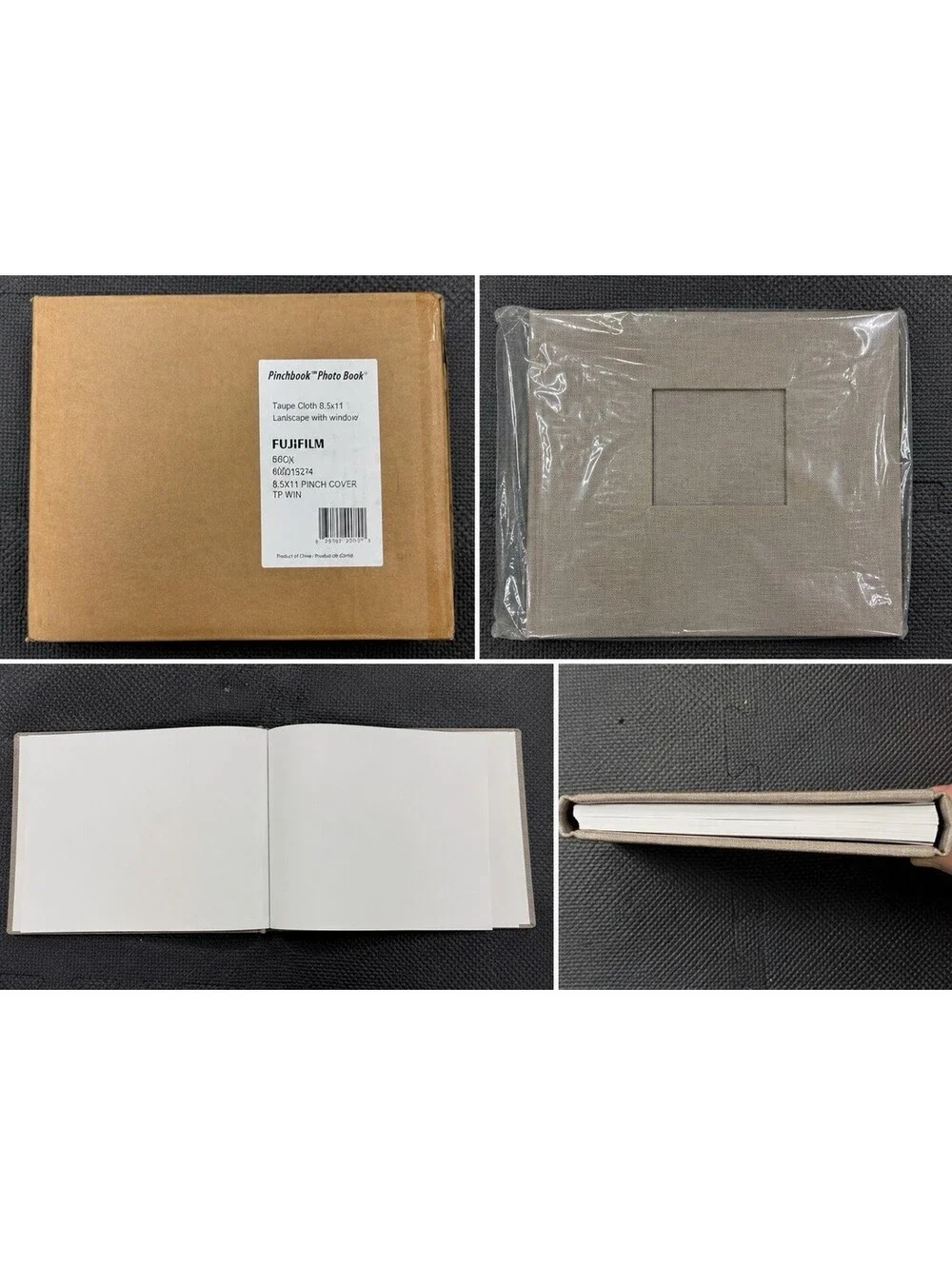 (A) Fujifilm Pinchbook 8.5x11 Landscape Taupe Cloth Window Photo Book 5 Pack